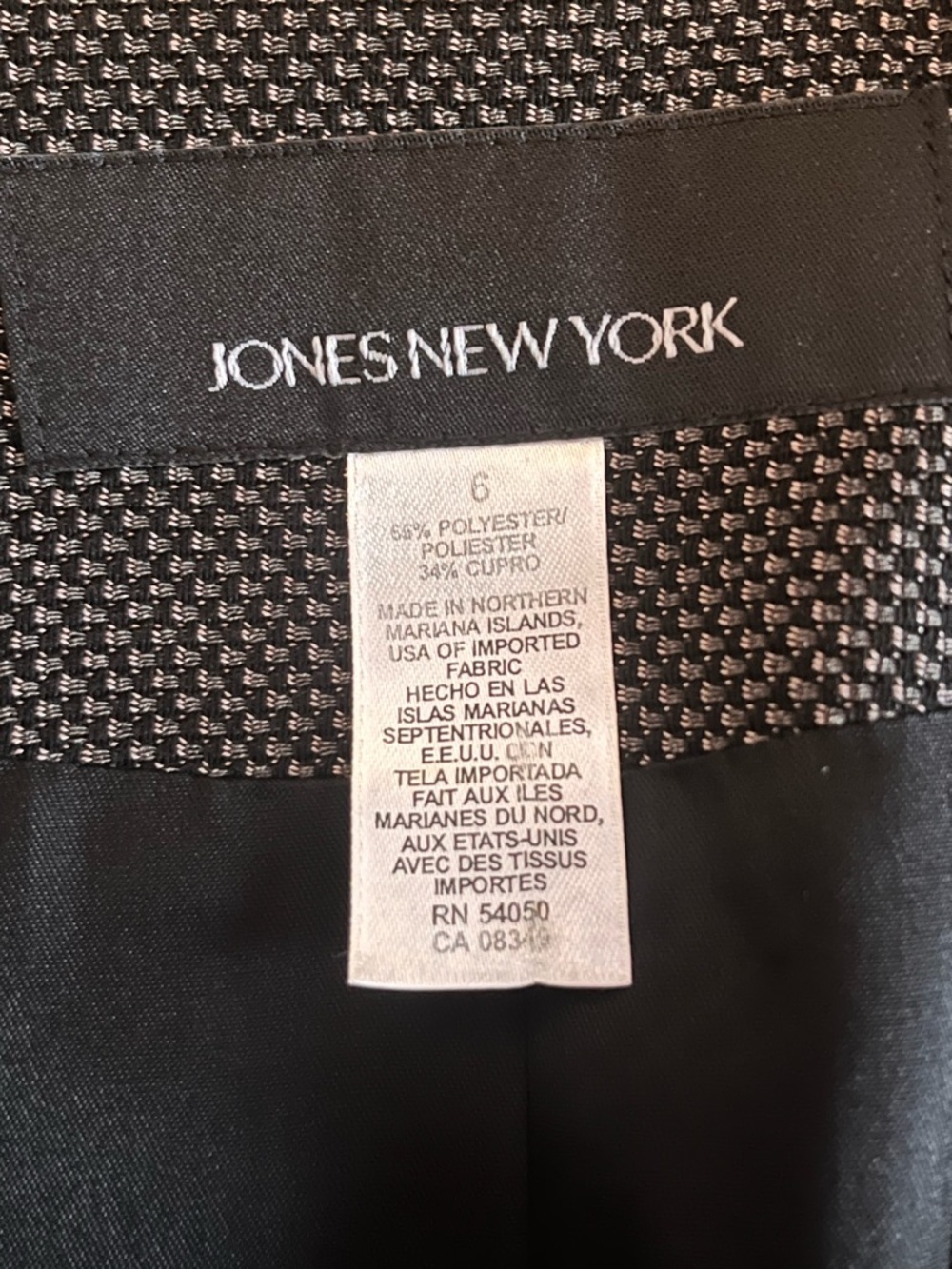 Jones New York Women's Black Micro-Pattern Open-Front Blazer - Picture 2 of 6